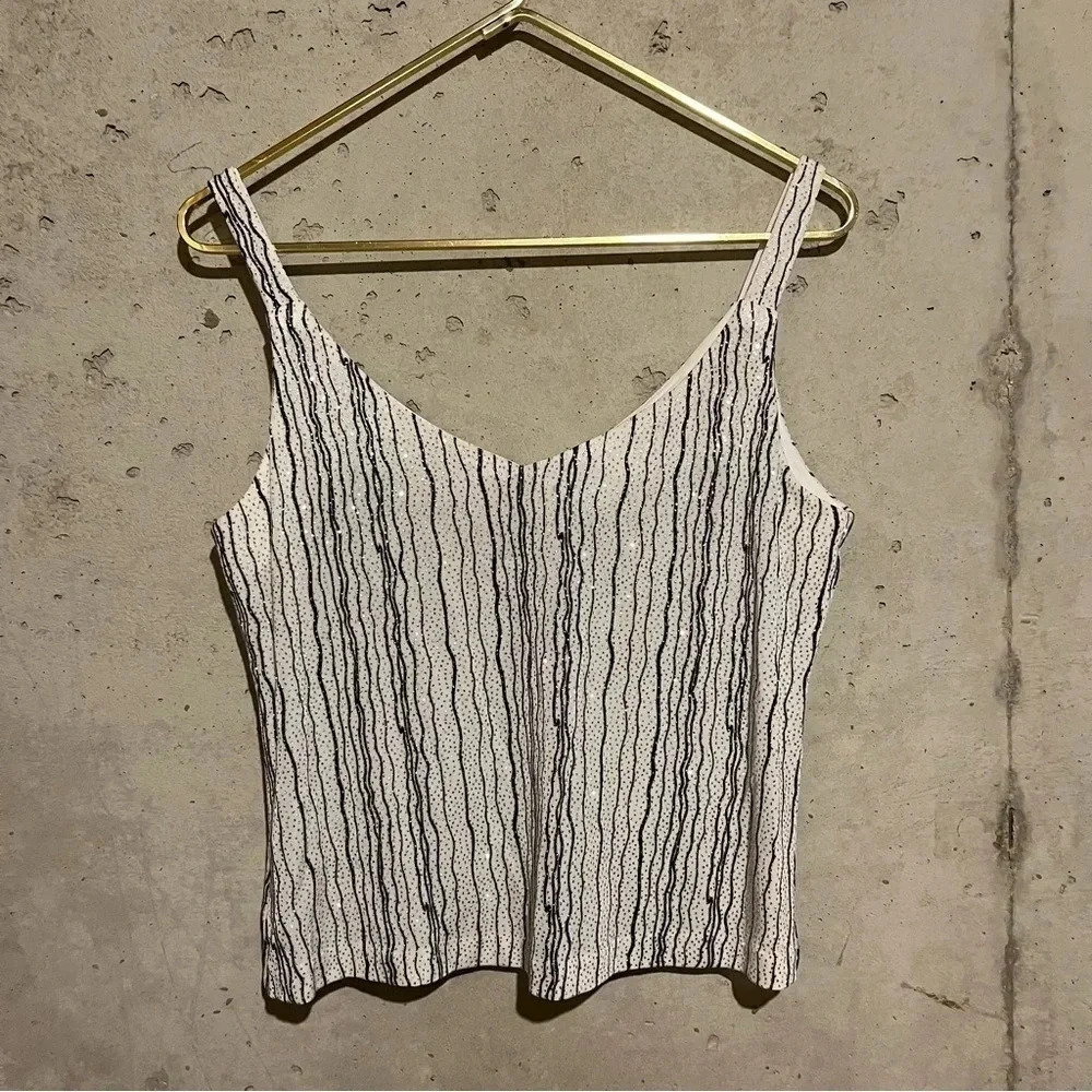 Vintage Y2k Xscape Joanna Chen Tank Top Sparkle Rhinestone Women’s Size L